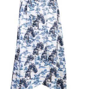 NWT - Senlis Navy & White Rolling Hills Adélaïde Tie-Waist Midi Skirt